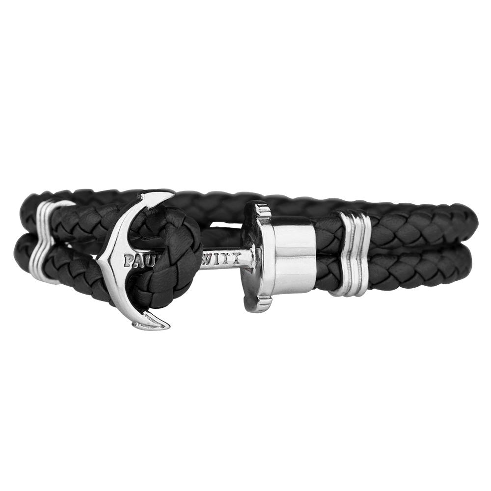 PHREP Leather Bracelet, Black/Silver - Paul Hewitt