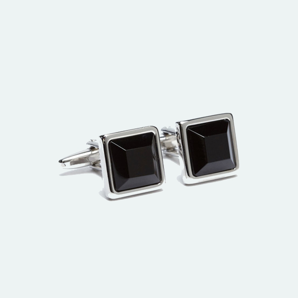 FlipMyTie Men's Black Square Cufflink
