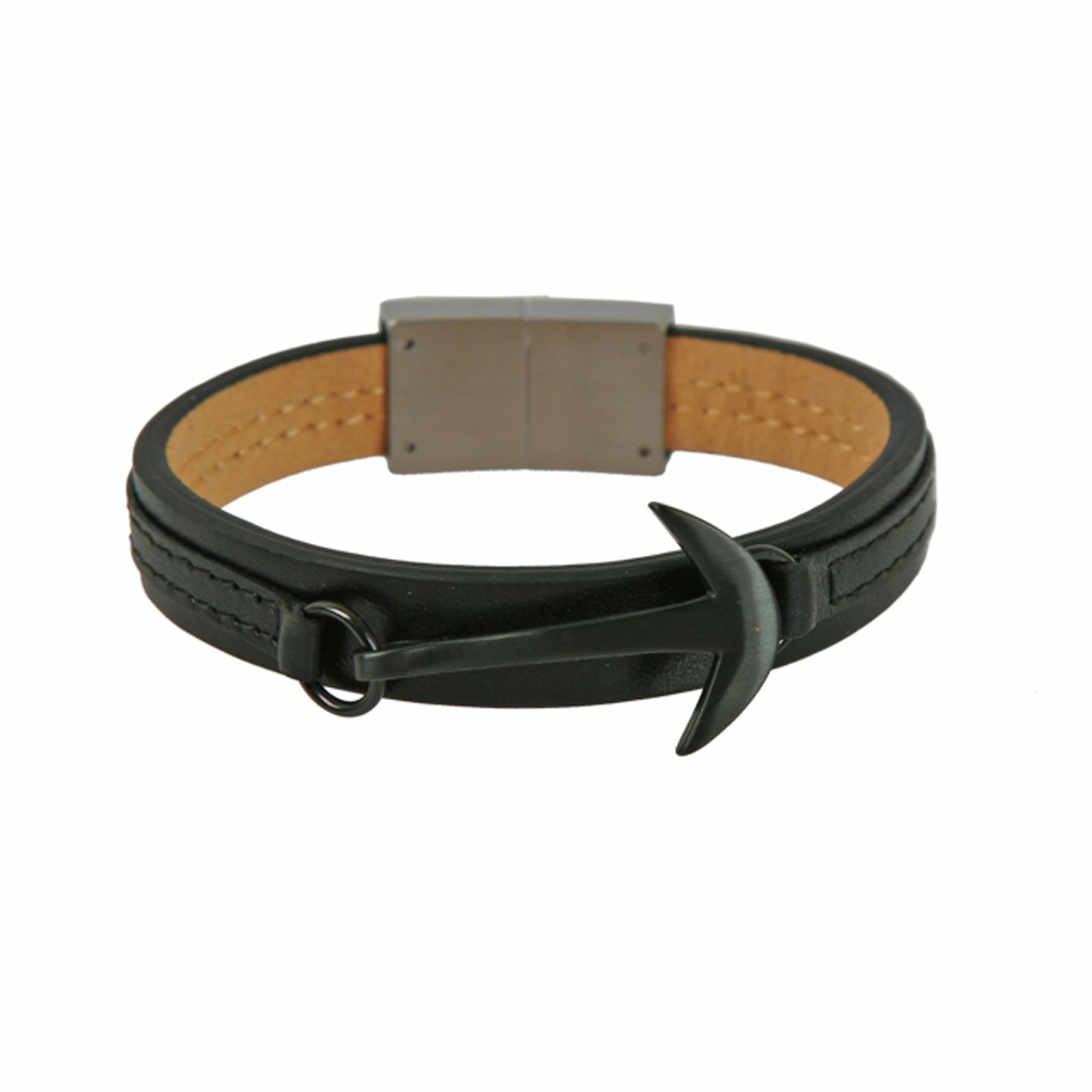 Black Mersin Hook Leather Cord Bracelet - Buttigo
